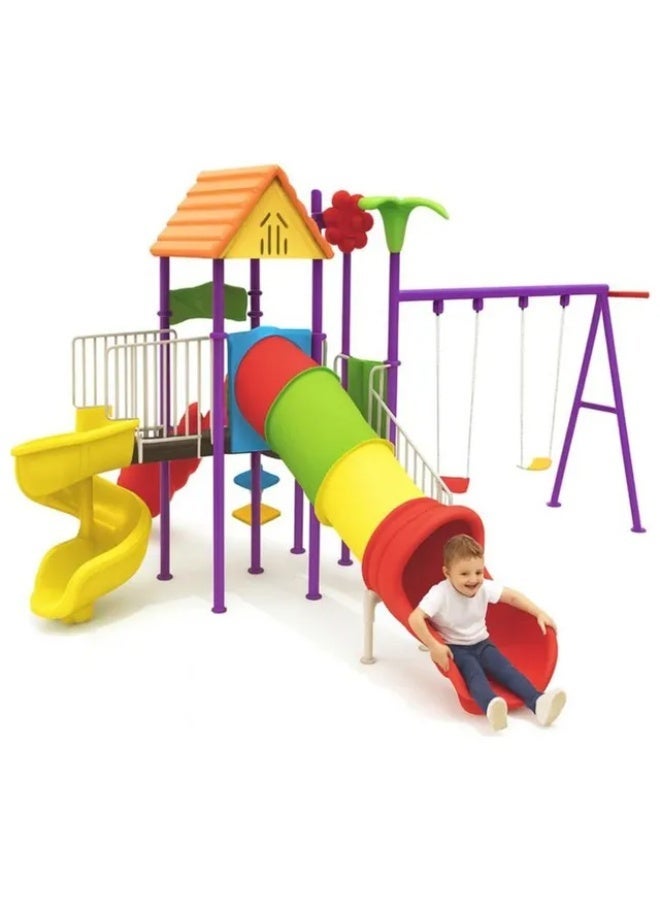 MYTS Deluxe Playset with 2 Swings & 3 Slides | Outdoor Kids Playground Set | Large Backyard Activity Center – 600 × 360 × 270 cm - Image 1